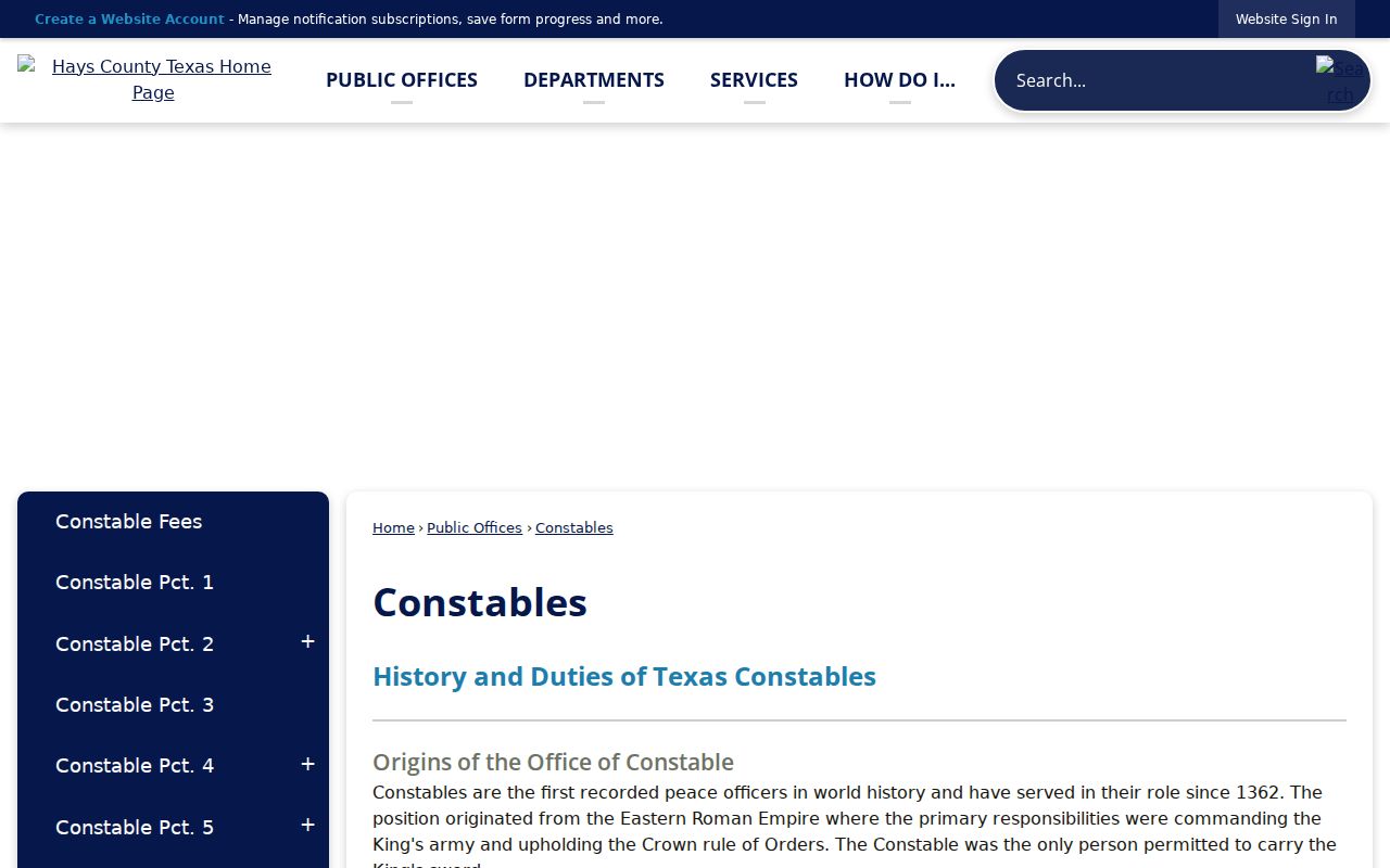 Hays County constables as countywide peace officers and court officers