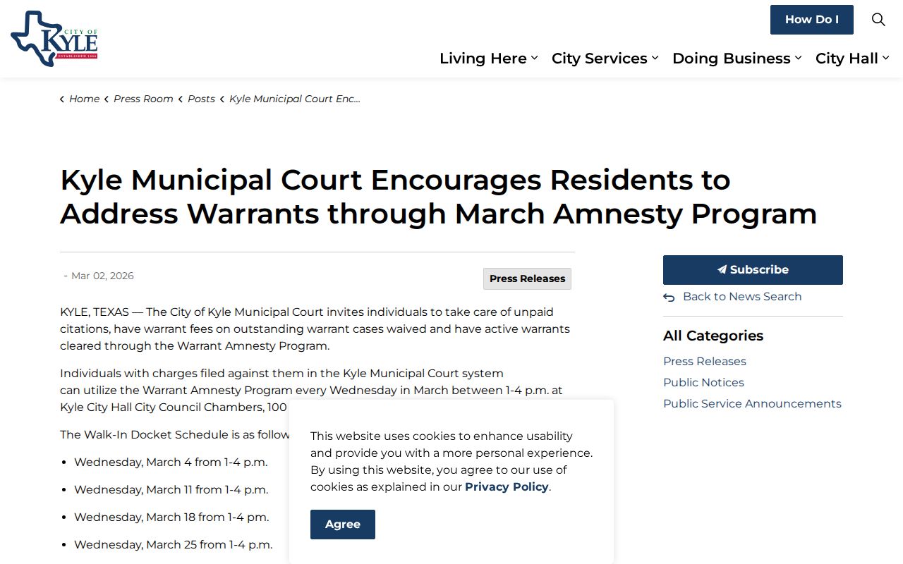 Kyle Municipal Court voluntary appearance program information