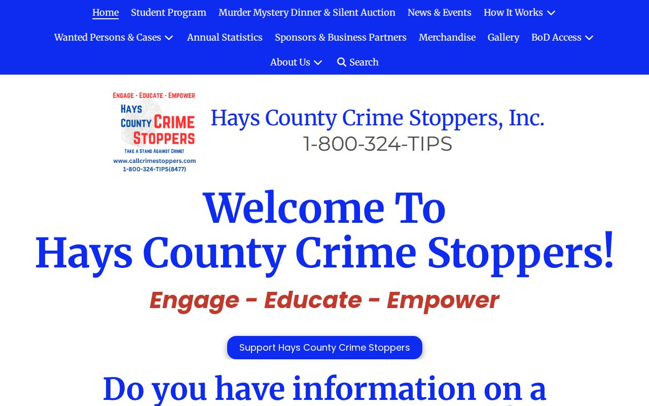 Hays County Crime Stoppers official program page